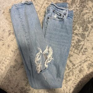 24/00 Abercrombie Jeans. Holes on both knees, in very good condition.